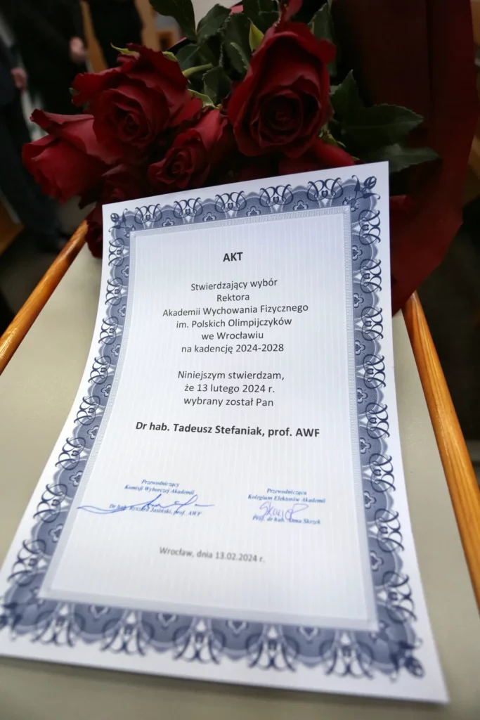 Fot. Andrzej Nowak - Dr hab. Tadeusz Stefaniak, prof. AWF Rektorem Akademii Wychowania Fizycznego we Wrocławiu na kadencję 2024-2028